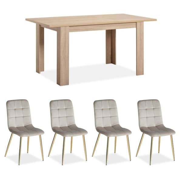 Matsalsbord Set, Sonoma Ek, 120x80 cm, Naturlig