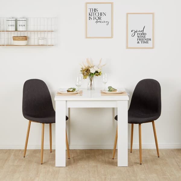 Matsalsbord Set, 80x80 cm, Vit, Antracit