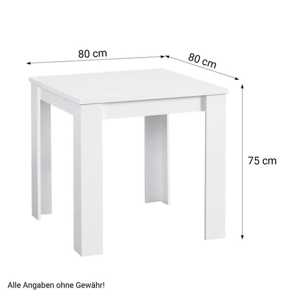 Matsalsbord Set, 80x80 cm, Vit, Antracit