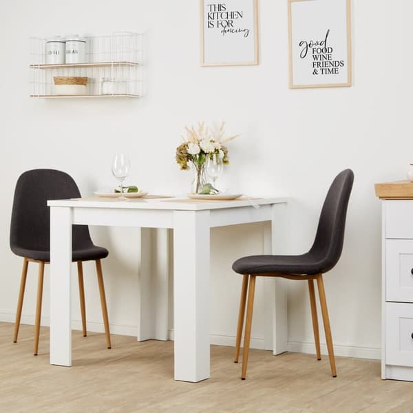 Matsalsbord Set, 80x80 cm, Vit, Antracit