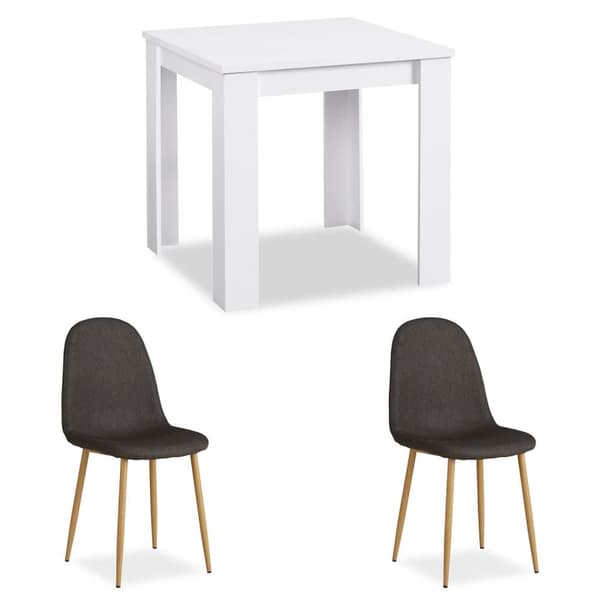 Spisesæt, 80x80 cm, Hvid, Antracit