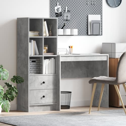 Skrivbord med Förvaring Betonggrå Spånskiva