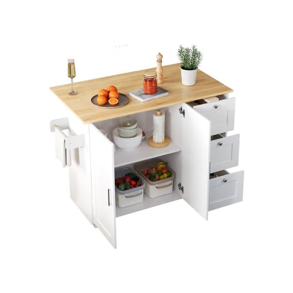 L 135*L 44(70)*H 90 cm Stor mobil köksbord, ekskiva, vikbart design