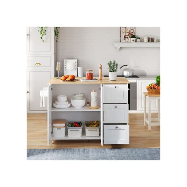 L 135*L 44(70)*H 90 cm Stor mobil köksbord, ekskiva, vikbart design