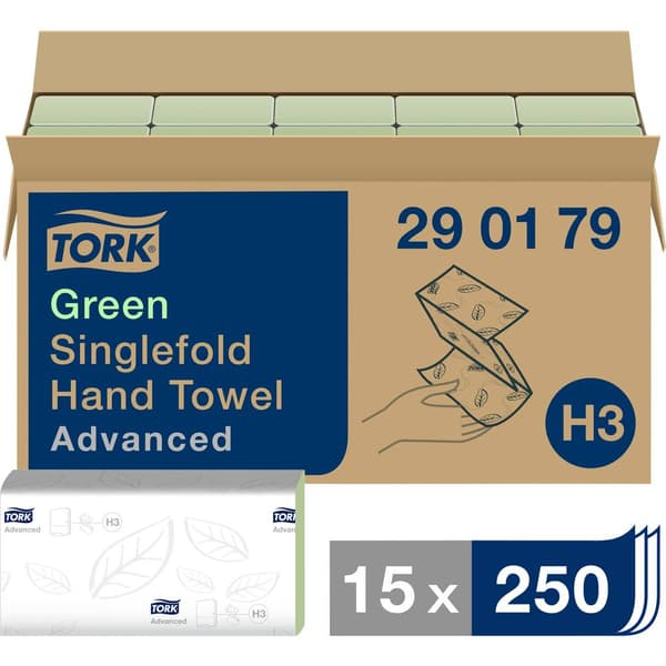 TORK 290179 Zickzack Advanced Pappershanddukar (L x B) 23 cm x 25 cm Grön 3750 st