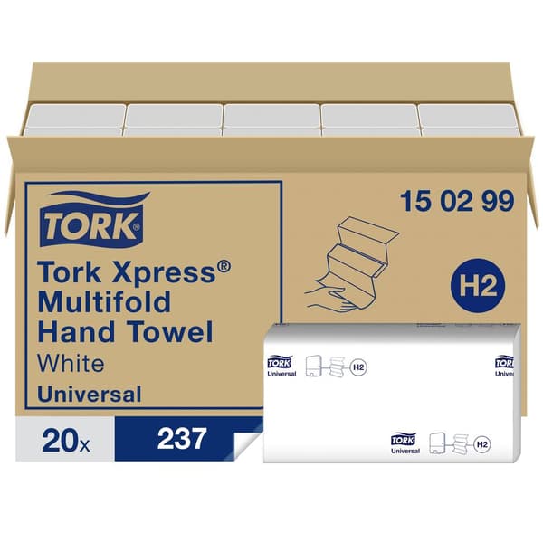 TORK 150299 Xpress Multifold Universal Pappershanddukar (L x B) 23.4 cm x 21.3 cm Vit 4740 st