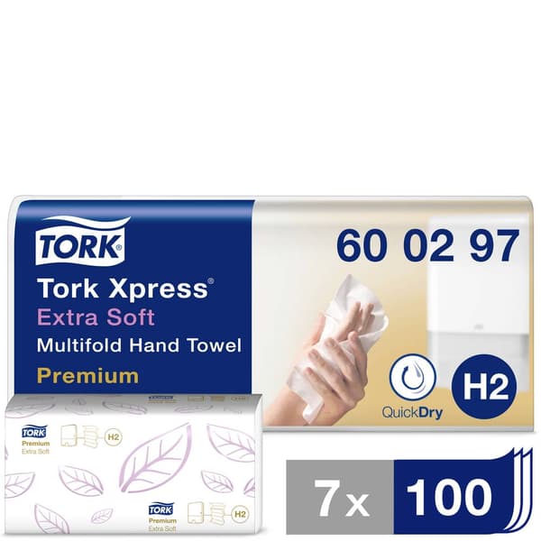 TORK 600297 Xpress Multifold Premium Pappershanddukar (L x B) 34 cm x 21.2 cm Vit 2100 st