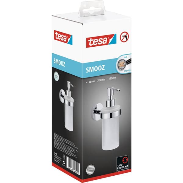 tesa SMOOZ 40323-00000-00 Tvåldispenser 200 ml Krom (glänsande), Vit (satinerad)