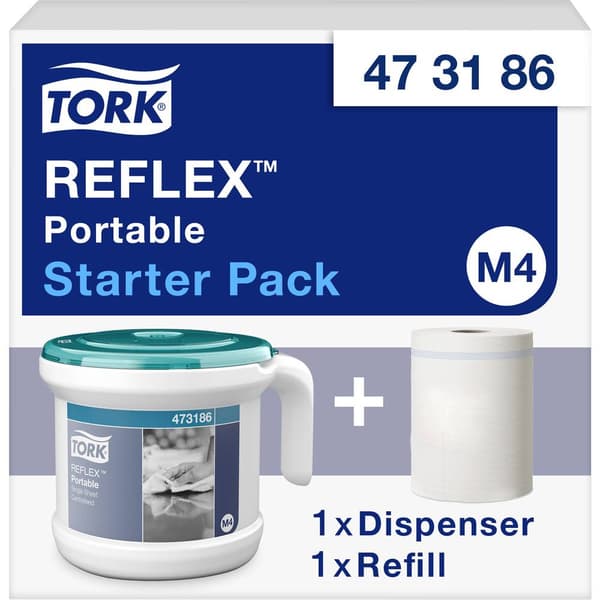 TORK 473186 Reflex™ Pappershandduksdispenser Plast Vit, Turkos 1 st
