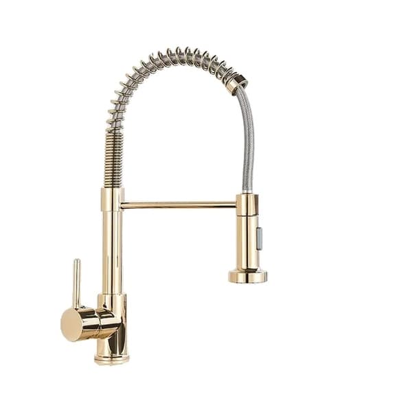 Keittiön pesuallashana, vedettävä muotoilu, 360 asteen pyörimismahdollisuus, Chrome Shinny Gold
