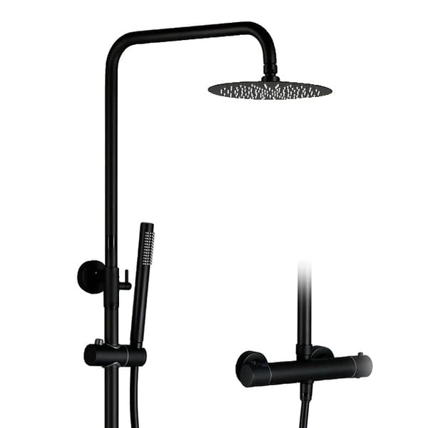 Termostatisk brusersæt, indbygget badekarhane, håndholdt vægregnshoved., 10 tommer-Matt sort 8inch-Matt Black