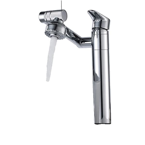 Køkkenarmatur, 1080 graders rotation, 2-i-1 gourmet blandingsbatteri, Sort-kort Chrome-High