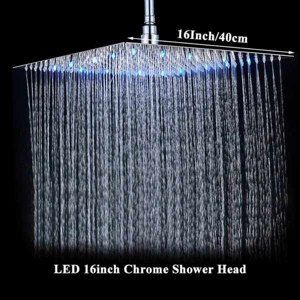 LED-duschhuvud, kromfinish, storlek 16 tum, 12 LED Nickel