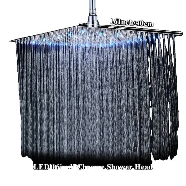 LED Brusehoved, Krom Finish, 16 tommer Størrelse, 12 LED Nikkel 16 LED Chrome