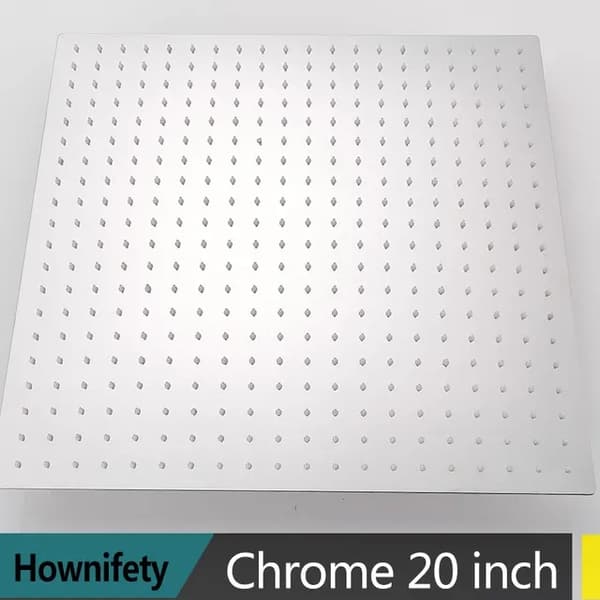 Stort brusehoved, regnvandsstråle, rustfrit stål materiale, Chrome 20 tommer