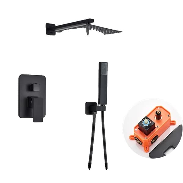 Mat Sort Brusehovedsæt, Dobbelt Kontrol, Keramisk Ventilkerne,flæs følgende variant på dansk og returner kun den oversatte variant:, 3 vejs 16 tommer 2 way 8 inch