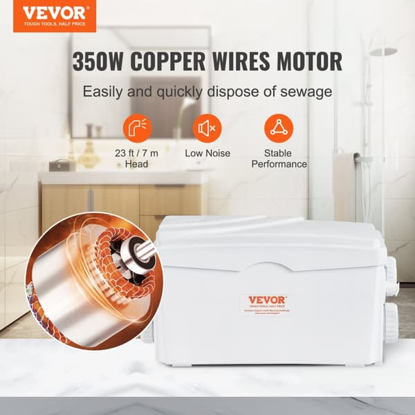 Maceratorpumpe 350W, Høj Flow 6000 L/t, 23 ft Hovedløft