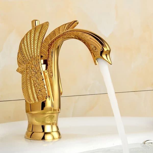 Elegant Swan Basin Faucet, Hållbar Messingkonstruktion, Varmt & Kallt Vattenkontroll,S Mattsvart