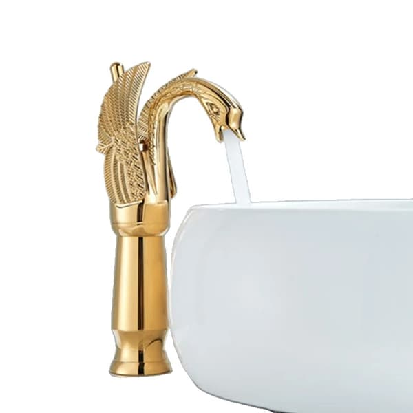 Elegant svanevaskarmatur, holdbar messingkonstruktion, varm- og koldtvandskontrol.,Mat Sort H Golden