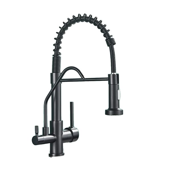 Køkkenarmatur, Dobbelt håndtag bekvemmelighed, Utrækbar sprayfunktion,Matte Black A