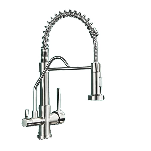 Køkkenarmatur, Dobbelt håndtag bekvemmelighed, Utrækbar sprayfunktion,Matte Black A Brushed Nickel A