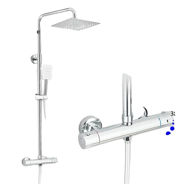 Termostatisk bruserarmatur sæt, krom finish, dobbelt håndtag design,Krom