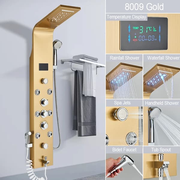 Bruserpanel System, LED Vandstrømsdisplay, Triple Håndtag Kontrol,8009 guld