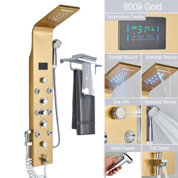 Bruserpanel System, LED Vandstrømsdisplay, Triple Håndtag Kontrol,8009 guld