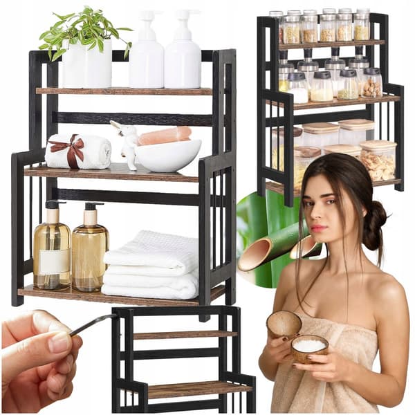 Kylpyhuoneen hylly työtasolle Organizer Puiset maustehyllytölkit