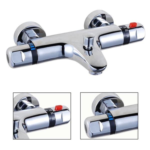 Konstant Temperatur Duschventil, 38℃ Säkerhetsfunktion, Hållbart 304 Rostfritt Stål,Silver
