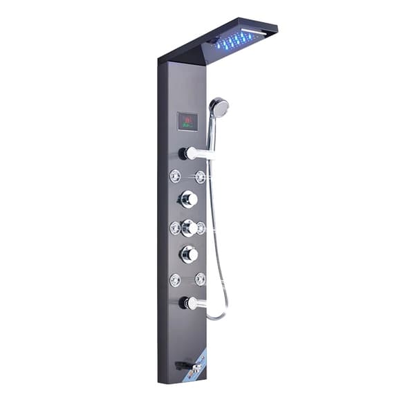 Luksus Brusepanel, Vandkraft LED Indikator, Triple Håndtag Kontrol,8009 Sort