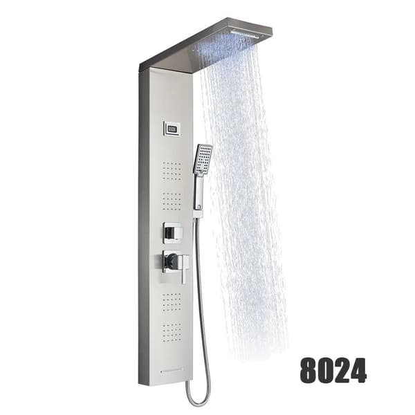 LED Brusepanel, Temperaturvisningsskærm, Regnbruserhoved,LED Nikkel 8024