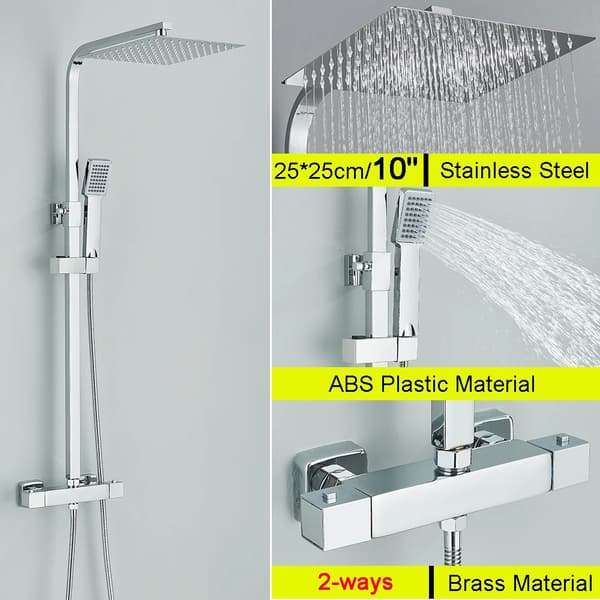 Brusearmatur, Termostatisk kontrol, Regnbruser,Chrome E 10 tommer
