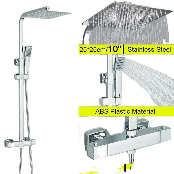 Brusearmatur, Termostatisk kontrol, Regnbruser,Chrome E 10 tommer
