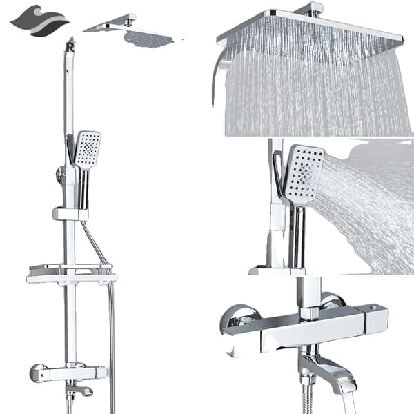 Brusearmatur, Termostatisk kontrol, Regnbruser,Krom A1