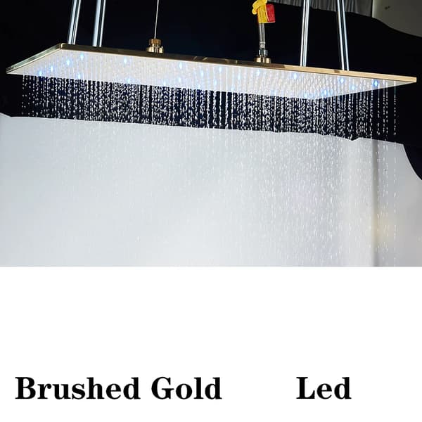 LED Brusehoved, Nikkel Finish, Rektangulært Design,Børstet Guld B