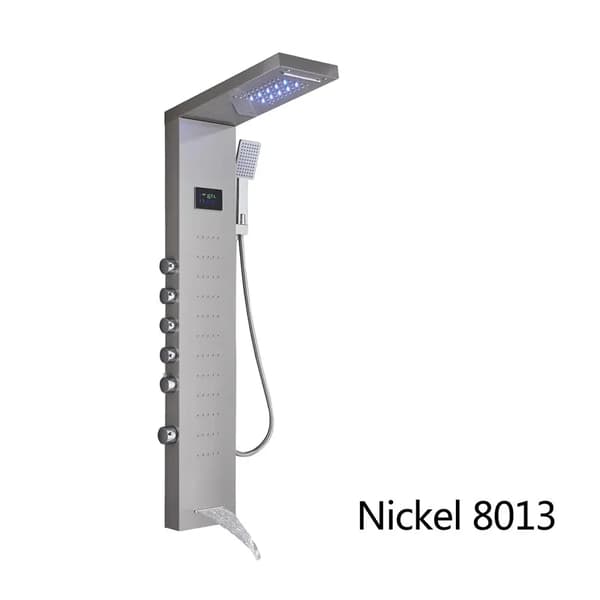 LED Brusepanel, Temperaturvisningsskærm, Regnbruserhoved,LED Nikkel 8013