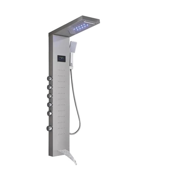 LED Brusepanel, Temperaturvisningsskærm, Regnbruserhoved,LED Nikkel 8013