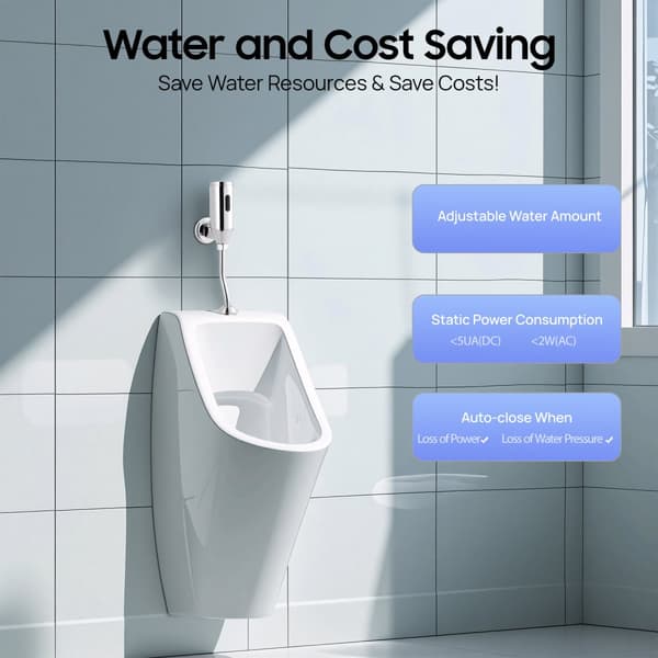 Automatisk Urinal Flush Ventil, Berøringsfri Betjening, Justerbart Vandvolumen, Væghængt Design