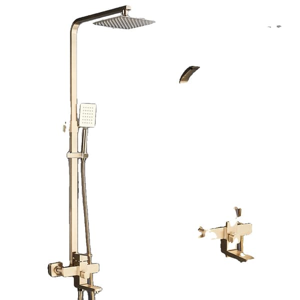 Duschpelarsystem, Justerbar Höjd, Hållbara Material,Borstad Guld 8