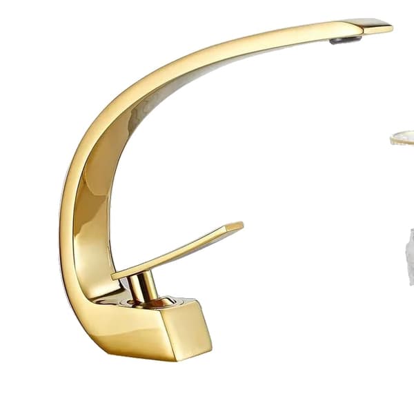 Badeværelsesvaskarmatur, Kreativ Buet Design, Blandingsventil til varmt og koldt vand,Børstet Guld