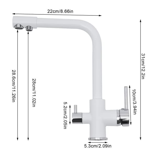 360° Drejelig Køkkenarmatur, Justerbar Temperaturkontrol, Stilfuldt Design,Hvid