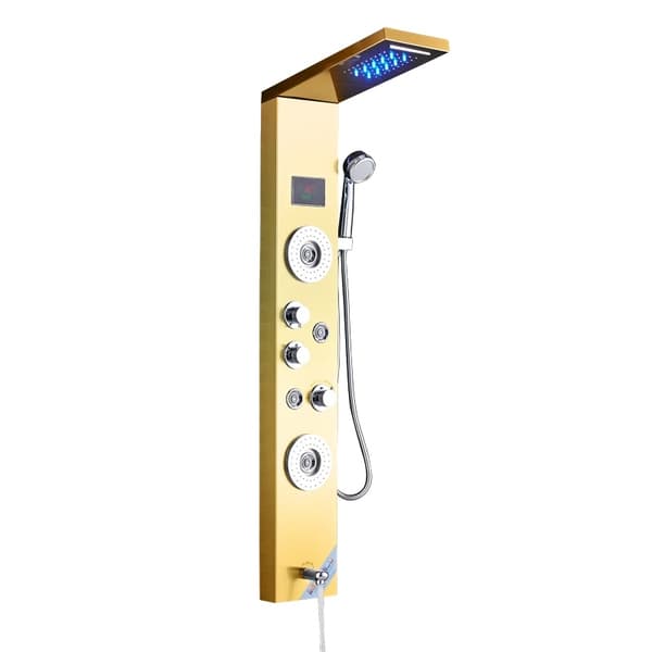 Luksus Brusepanel, Vandkraft LED Indikator, Triple Håndtag Kontrol,8006 Guld