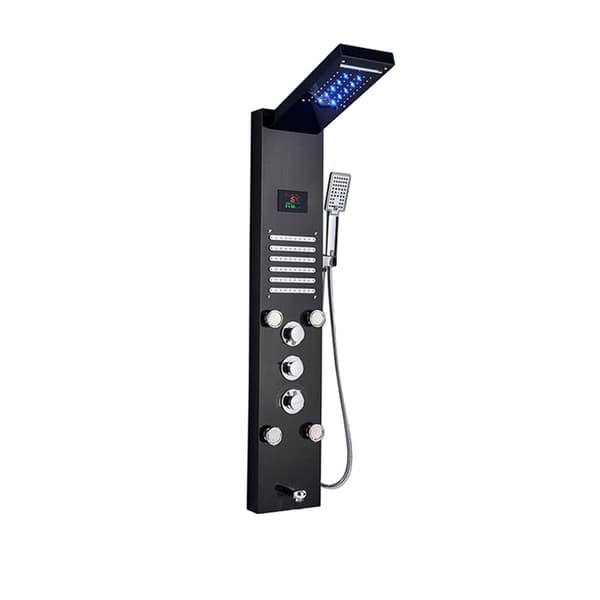 Lyxigt Duschpanel, Vattenkraft LED Indikator, Tredubbel Handtagskontroll,8004 Svart