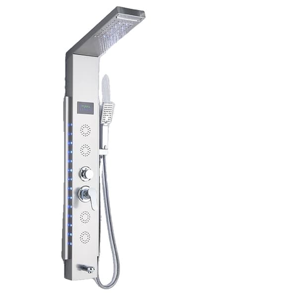 LED-suihkupaneeli, kaksoiskahvavalinta, digitaalinen lämpötilanäyttö,Harjattu nikkeli 8003