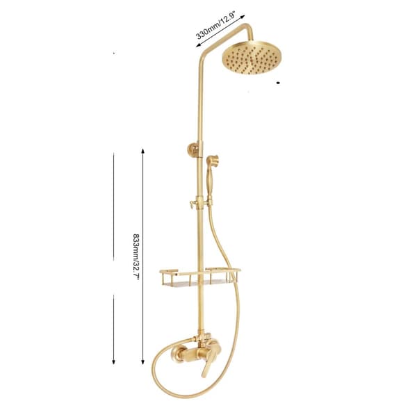 Duschkranset för badrum, justerbar höjd 850-1320 mm, dubbla vattenutlopp lägen,Guld