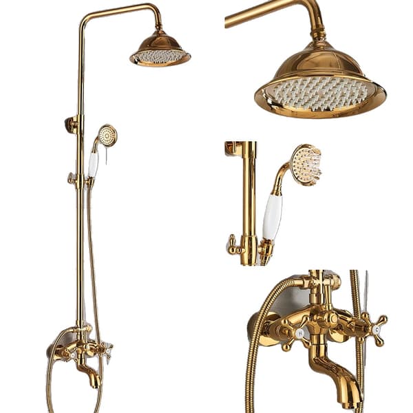 Guldduschblandare Set, Dubbelhandtag Kontroll, Elegant Mässingsdesign,Guld WQLDT1