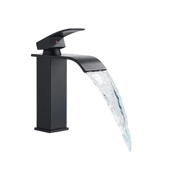 Badrumskran, Enkelhandtag Design, Varmt & Kallt Vattenblandare, Svart-S