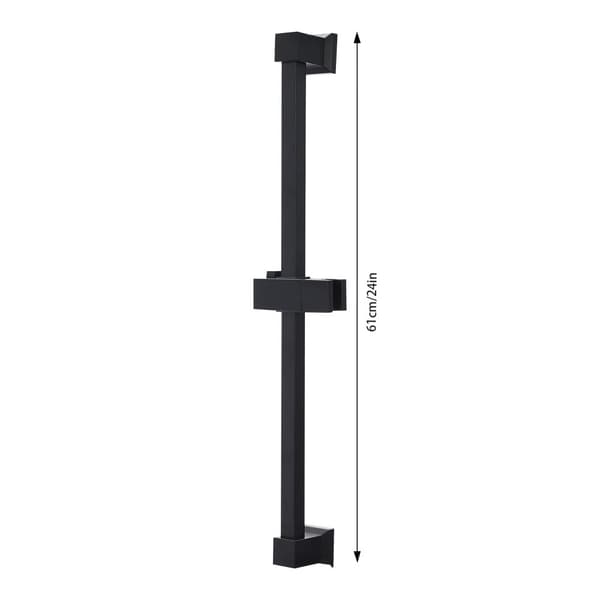 Ruostumattomasta teräksestä valmistettu suihkuputki, säädettävä 62 cm pituus, 180° kääntyvä suihkupään pidike,musta