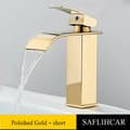 Miniatyrbillede 2 af 2: Badeværelsesarmatur, Vandfaldsdesign, Messingmateriale, Skinnende Guld